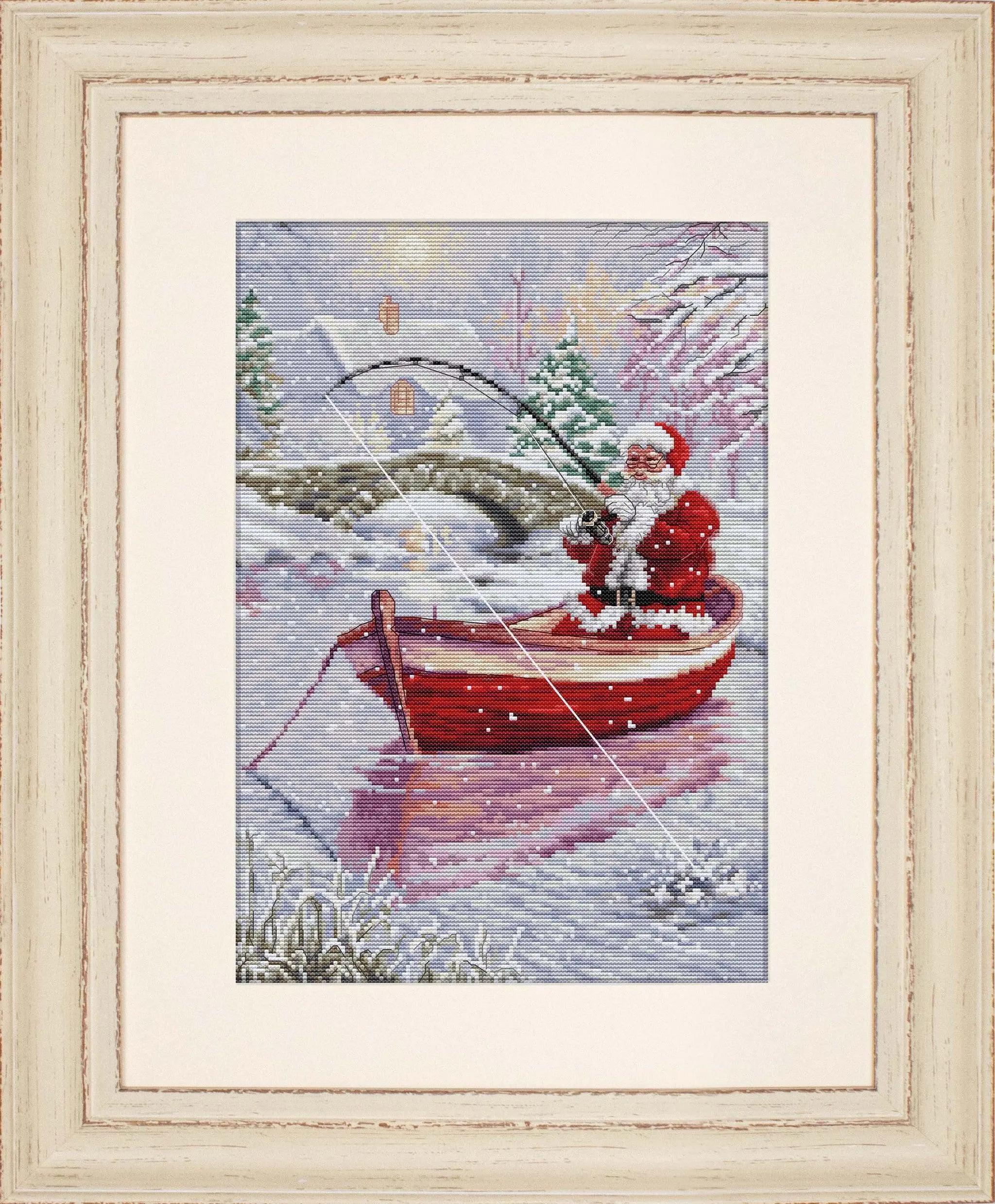 Santa Fishing Counted Cross-Stitch Kit by Luca-S BU5014L