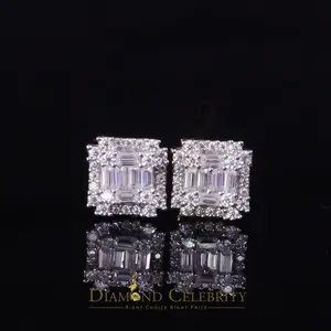 Men's/Women's 925 Silver Yellow 0.50ct VVS 'D' Moissanite Baguette Stud Earrings