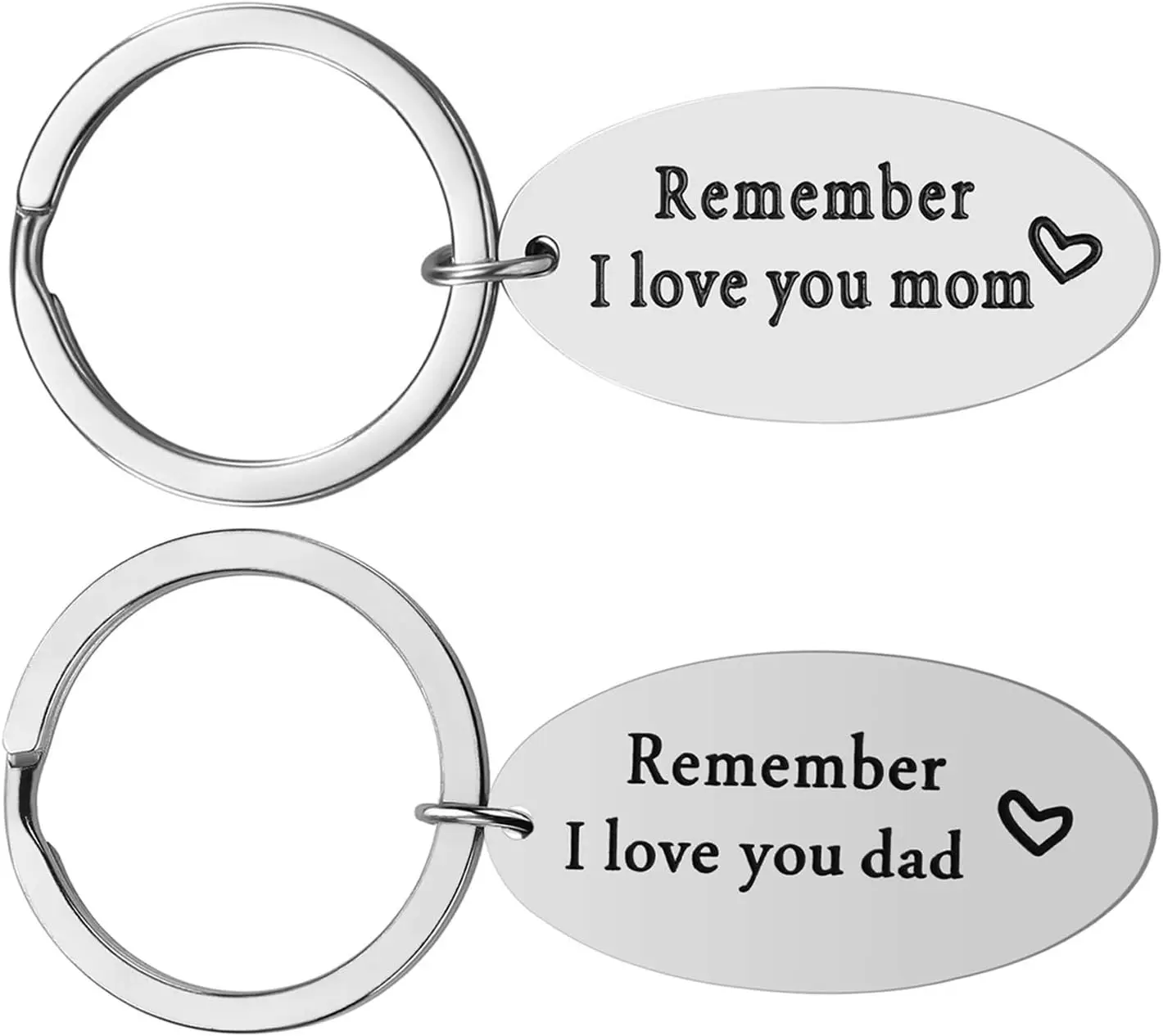 2PCS Stainless Steel Personalized Message Keychain Set - Parent Gifts from Daughter, Christmas Gifts for Mom and Dad, Stainless Steel Keychain, Personalized Message Keychains