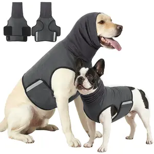 New 2-in-1 Dog Anxiety Calming Hoodie, Breathable Dog Jacket Vest for Thunderstorms, Fireworks, Vet Visits, Separation, Noise Block & Ear Protection Recovery, Gray