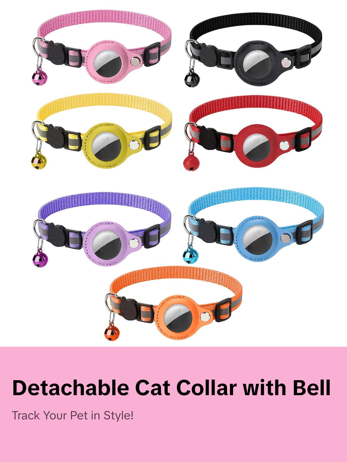 Cat Collar For Air Tag Detachable Cat Collars With Bells Safety Buckle Locator Leather Pet Collar For Cat Kitten Small Dog Cat Collar For Air Tag Detachable Cat Collars With Bells Safety Buckle Locator Leather Pet Collar For Cat Kitten Small Dog