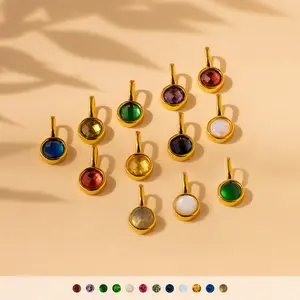 Signet Birthstone Charm by Caitlyn Minimalist - Dainty Gemstone Charm for Necklace - Cubic Zirconia Gemstone Bracelet Charms - Personalized Birthstone Jewelry - Gift for Her