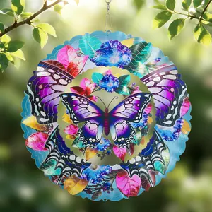Butterfly Wind Spinners Outdoor, 12 Inch Laser-Cut Stainless Steel Metal Wind Spinners, 3D Kinetic Hanging Sculpture, Metal Yard Art, Garden Decor, Butterfly Gifts for Women, Men, Mom, Grandma