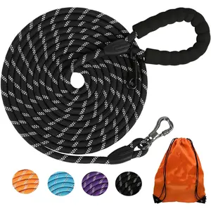 Long Dog Leash for Dog Training 16/20FT/30FT/50FT/100FT, Reflective Leash with Lockable Hook, Heavy Duty Dogs Lead Tie Out Rope for Large Medium Small Dogs Outside Walking, Playing, Camping, or Yard