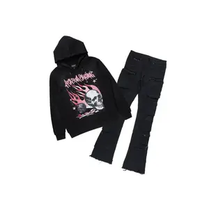 Anneso Black Hoodie/Stacked Cargo Jean Bundle