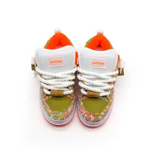 2026 New Colorful Coarse Tweed Orange Large-Size Men's Casual Dad Sneaker - Thick Shoelaces, Thick Tongue, Bread Design, All-Seasons Footwear, Trainer Available in Sizes 47-48