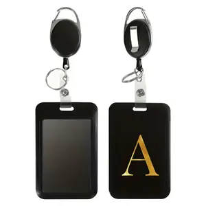 Plastic Card Set with Keychain Clip, Retractable Badge Holder, Dustproof Waterproof Durable ID Badge Holder, Employee Work Badge Protector with Lanyard