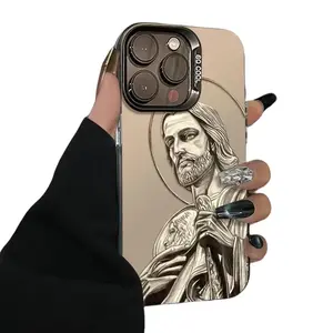 Jesus Pattern Phone Case Shockproof Scratch-resistant Durable PC Material Back Cover Protective Case Suitable for Women Men Girls Boys Gift Suitable for iPhone 17 Pro Max, Air  16 15 14 Pro Max 13 12 11 XR XS Plus Yes
