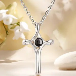 Projection Cross Pendant Necklace,Christian Projection Necklace With Bible Verse,Religious Jewelry Gift for Her in Valentine's/Mothers Day/Christian/Easter Present