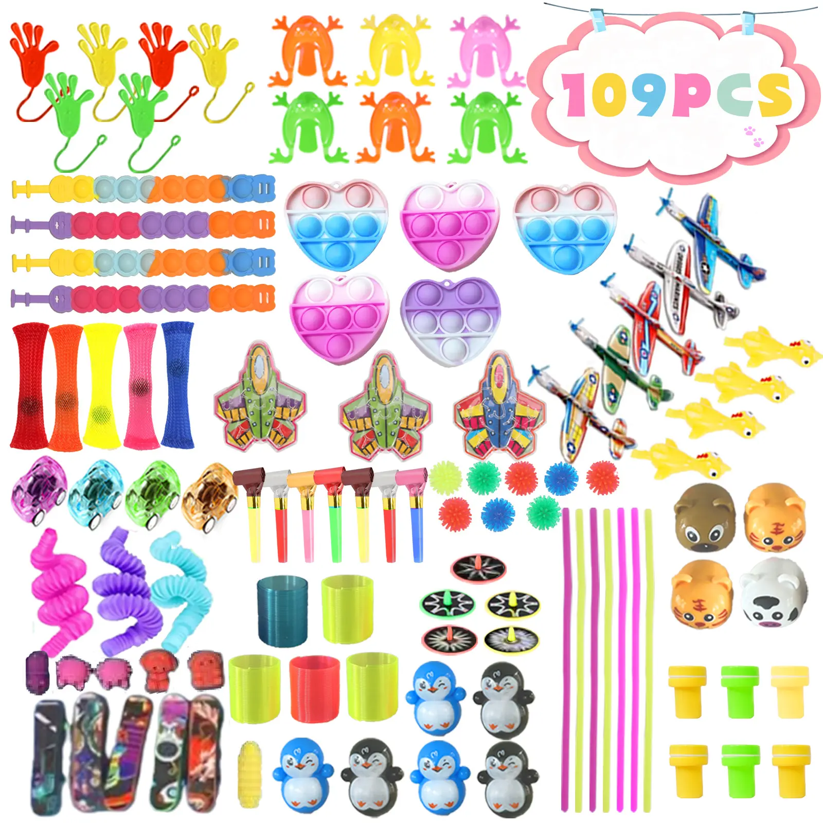 Fidget Toys Set, 109 Pack Party Favors ,School Classroom Rewards,Birthday Party,Stuffer Gifts Bulk Toy Carnival
