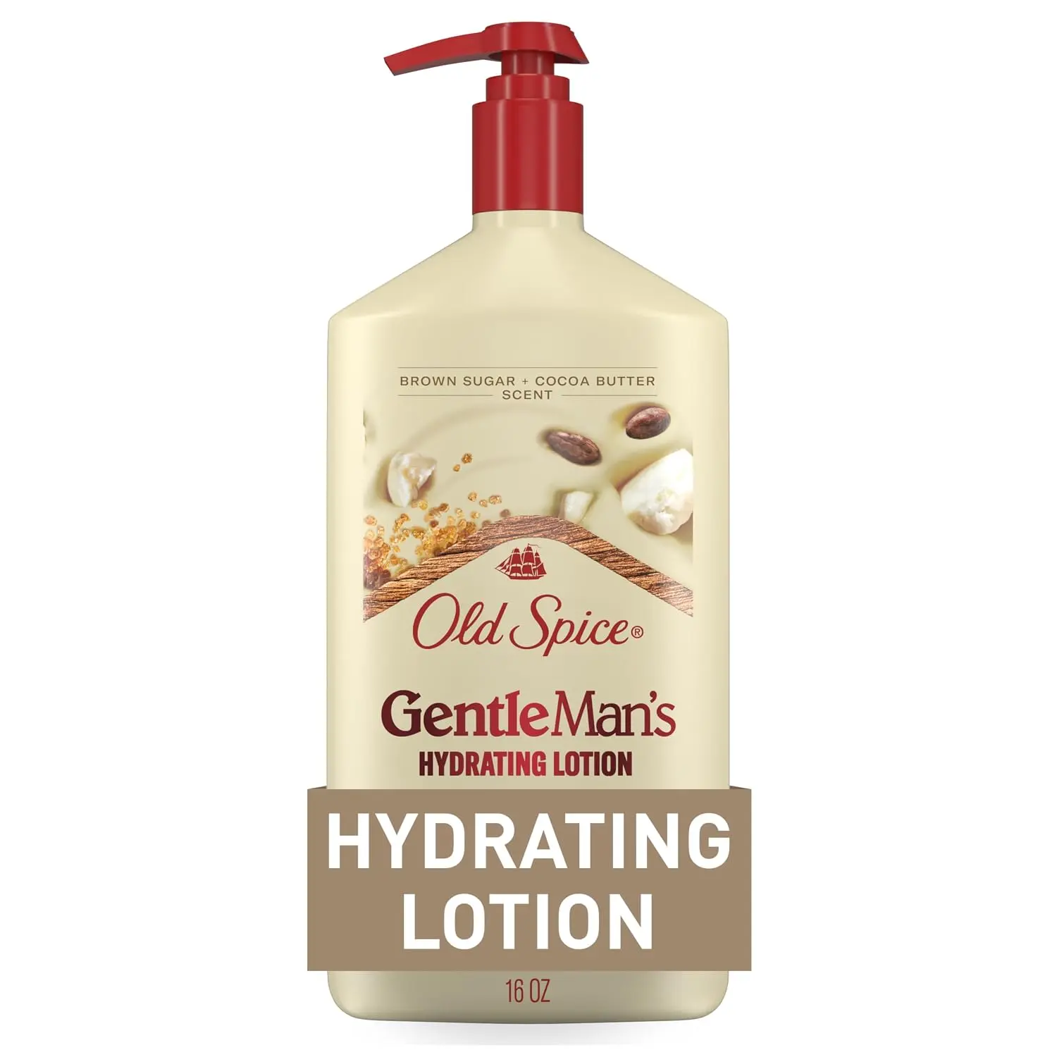 Old Spice Hand, Face & Body Lotion for Men, 24/7 Lightweight Moisturization with Vitamin B3, Instant Absorption, For All Skin Types, Brown Sugar + Cocoa Butter Scent, 16 oz