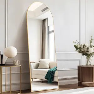 Adjustable Lighted Full Length Mirror, Aluminum Alloy Thin Frame with Stand, Hanging or Leaning Wall Mirror for Living Room and Bedroom Decor, Adjustable Lighted Mirror, Living Room Decor