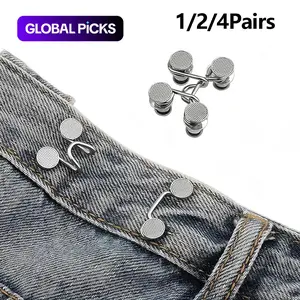 Jeans Button Tightener Set, 2 or 4 Sets Handmade Jeans Button Pins, Easy-to-Install Waist Tightener Buttons for Indoor & Outdoor Use #GLOBAL PICKS