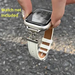Creative Bow Soft Leather Strap, Compatible with 38mm-49mm, Elegant Spring Summer Women's Watch Band, Fits Iwatch Ultra Series