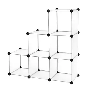6 Cube Plastic Shoe Rack - Stackable Modular Storage Organizer for Bedroom, Living Room & Entryway, Multifunction Closet Cabinet, White