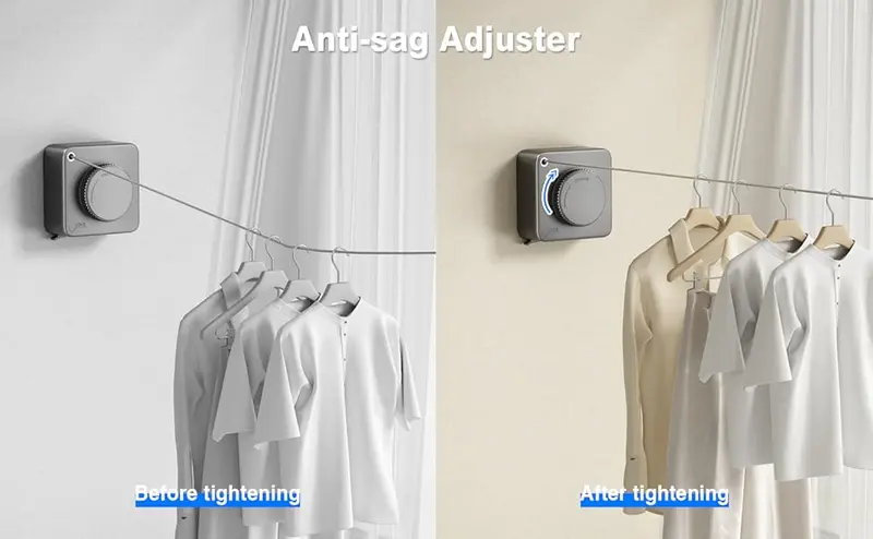 Retractable Wall-Mounted Laundry Drying Rack - Heavy-Duty Anti-Sag Device, 15.1FT Stainless Steel Home Goods, 15-20Kg Load-Bearing Wall Mounted Clotheslines, Space-Saving Indoor/Outdoor Laundry Accessory for Apartments, 15 - 20 Kg, Auto Retractable Washin