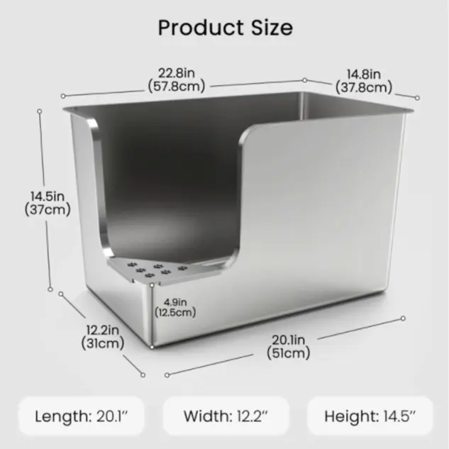 Corner Entry Litter Box - 22.8“ x 14.8” x 14.5“