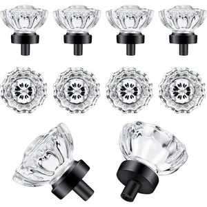 Cabinet Knobs Black 8 Pack Cabinet Knobs Vintage, Crystal Drawer Knobs and Pulls, Dresser Knobs