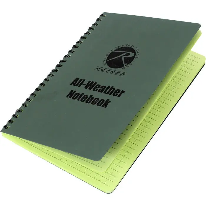 Spiral Bound Notepad - 6" x 8" Olive Drab Office Stationery with 48 Lined Sheets, PVC Cover, Iron Wire Binding, All-Weather Waterproof for Office, Hiking Use