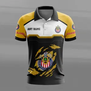 LIGA MX Chivas Guadalajara Personalized Name MultiColor Polo Design ST2603