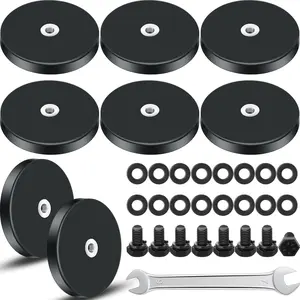 8 Sets Rubber Coated Magnets Light Bar Mount 22 LBS Magnet Base with M4 Threaded with Bolts and Nuts 1.69Inch for License Plate Holder Camera Tool