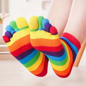 Colorful 1/2 Pair Pack Five-Toe Socks Short Socks - WH - Comfortable Rainbow Five-Toe Socks