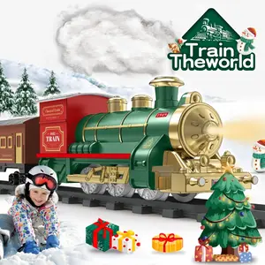 Electric Classical Steam Spray Small Train Set, No Electric Lights Music Track Car, Indoor Interactive Toy for Kids 3+, Includes Box