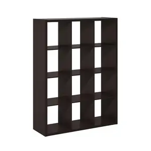 12-Cube Thick-Frame Modern Composite Wood Bookshelf Book Rack - Reversible Open-Back Cubicle Display Stand, 14.6x43.8x58in, for Living Room, Home Office