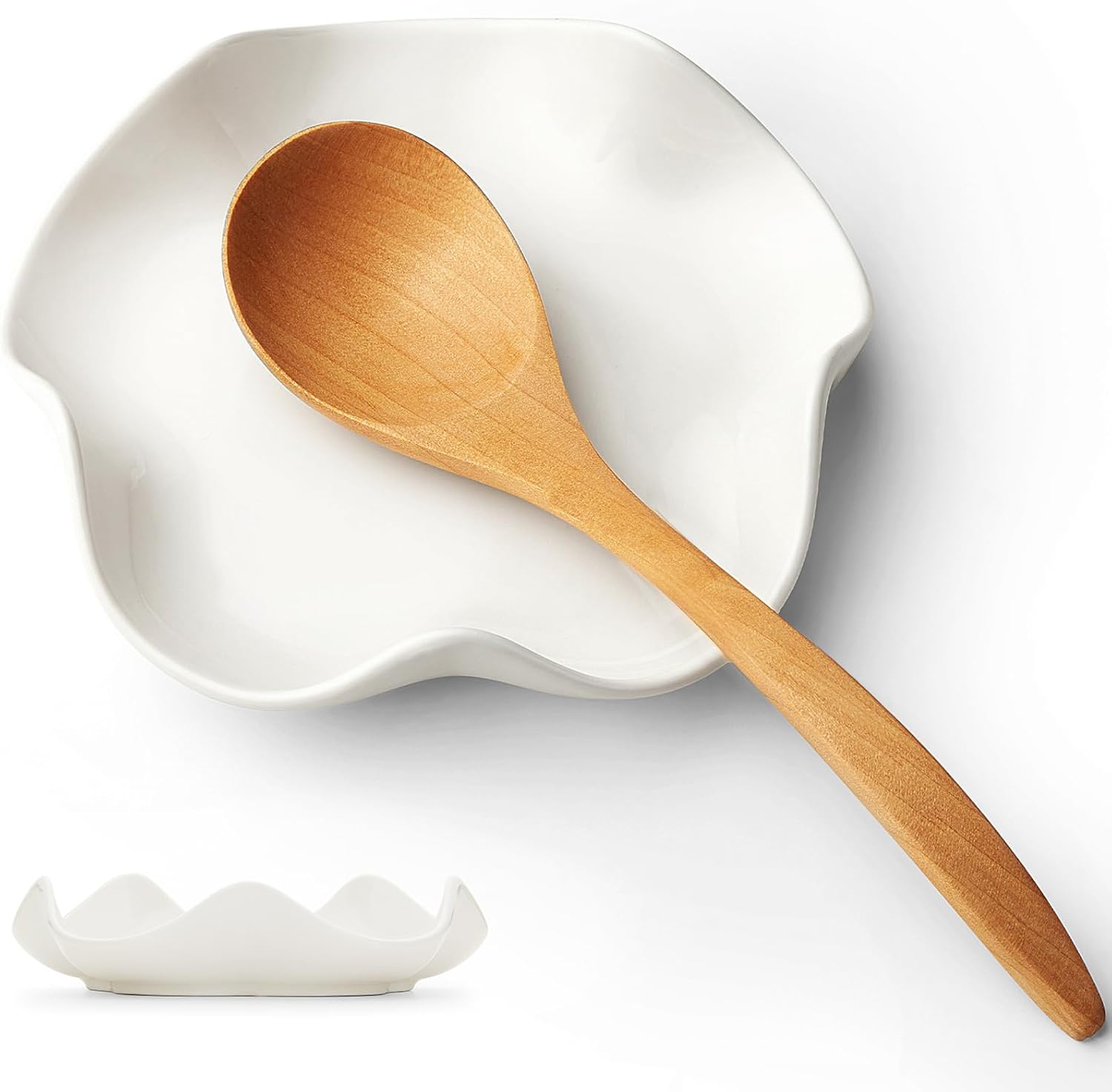 Ceramic Spoon Rest for Stove Top 5.3 Inch Heat Resistant Utensil tableware Holder for Kitchen Counter Easy Clean Coffee Spoon Rest Housewarming Gift