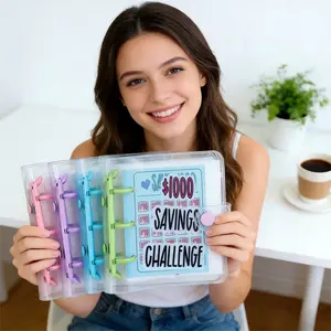 $1000 Savings Challenge Book Money Saving Binder with 25 Reusable Budget Envelopes Cash Envelopes for Budget Financial Planners Office Business Use Durable Waterproof PVC Gift Organiser