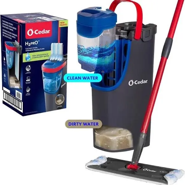O-Cedar H2Pro Flat Mop System with Clean and Dirty Water Separation for Efficient Cleaning