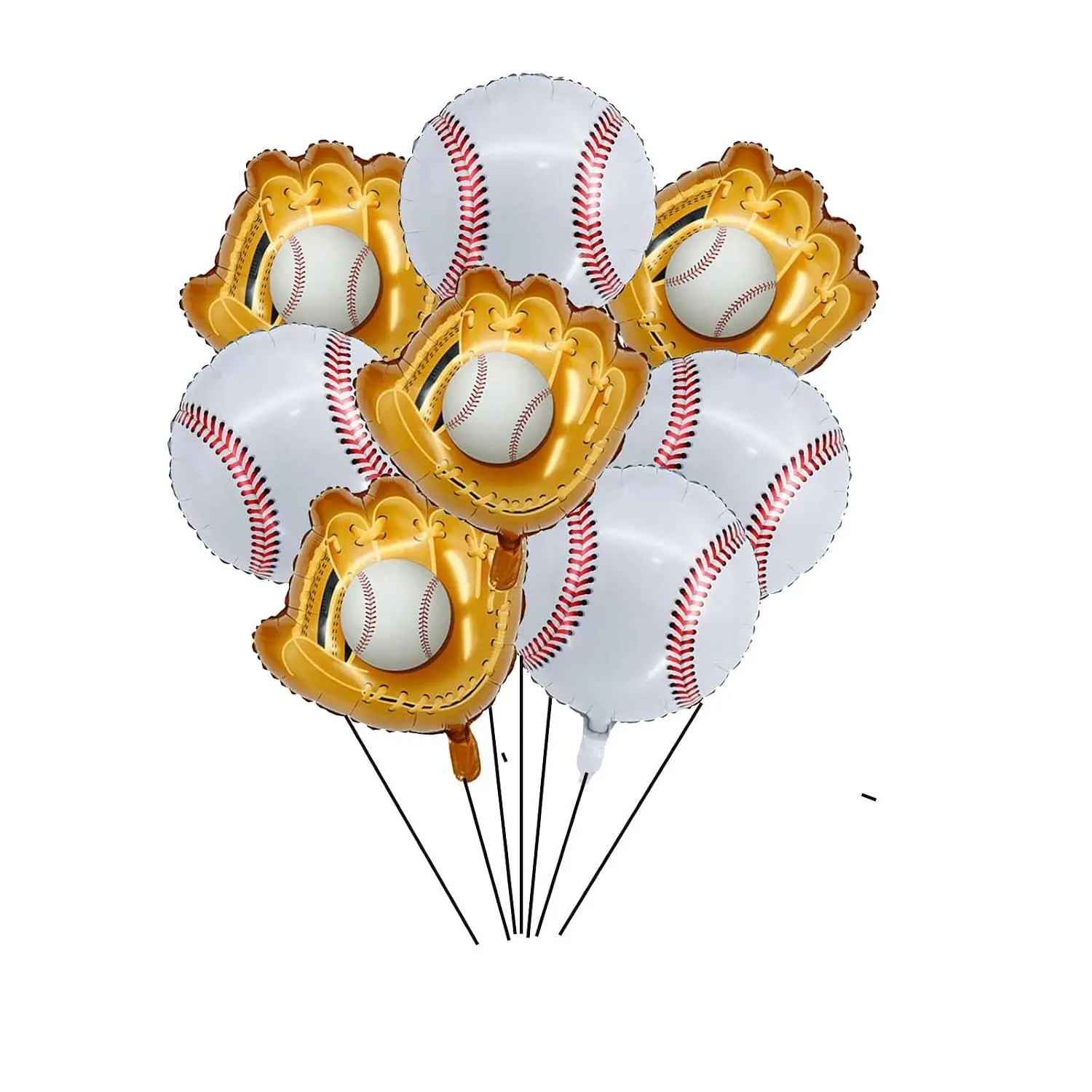 8 Pcs 20 Inch Baseball Balloons And Baseball Glove Balloons Sports Mylar Balloon For Baseball Themed Birthday Baby Shower Decoration Party Supplies, White,Red