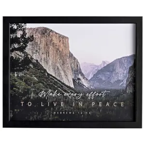 360 Stand Shadow Box Framed Wall Art with Hanger, Glass Print, "Make Every Effort" Design, 14x11 in MDF Wood Home Decor