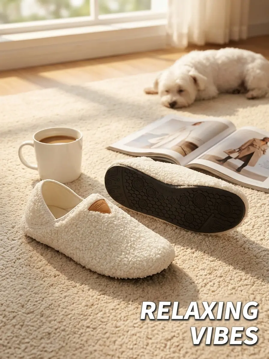 Warm Fuzzy Cozy Fleece House Slippers for Women & Men Non-Slip Soft Lining Indoor Shoes Comfy Furry Shoe Lightweight Footwear for Bedroom Home Travel Affordable Slippers Slide Slipper