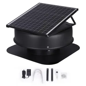 VEVOR Solar Attic Fan, TikTokShopBlackFriday, 40 W, 1230 CFM Large Air Flow Solar Roof Vent Fan, Low Noise and Weatherproof with 110V Smart Adapter, Ideal for Home, Greenhouse, Garage, Shop, RV, FCC Listed
