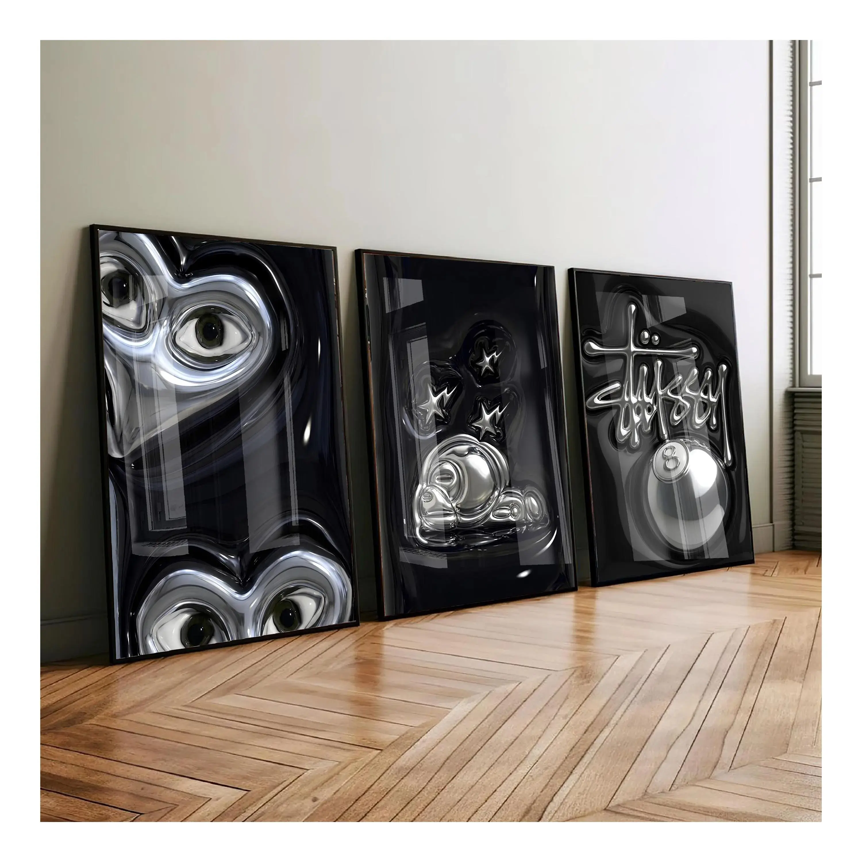 Set of 3 HypeBeast Room Decor Cool Wall Art Set, 3D KAWS Wall Art Bundle, HypeBeast Wall Art, Trendy Wall Art, 3D Wall Deco