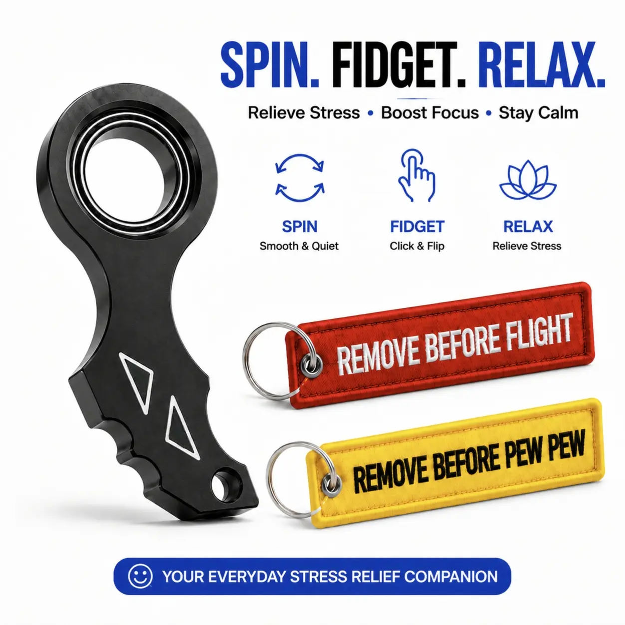Aluminum Alloy Karambit Spinner Keychain, Silent Rotating EDC Fidget Toy, Anti-Anxiety Boredom Relief Key Ring for Men