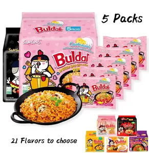 SAMYANG Buldak Ramen Korean Carbonara Stir-Fried Carbonara Hot Chicken Flavor - 5 Packs* 4.58 oz Spicy Cheese Chicken Ramen Noodles Food Instant Packaged Pansit，SAMYANG Buldak Ramen，Hot Chicken Flavor with Cheese，Spicy Chicken Artificial Flavor