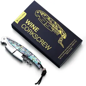 3-in-1 Shell Handle Waiter Corkscrew Wine Bottle Opener With Foil Cutter & Dual Hinge Fulcrum Wine Key Tool