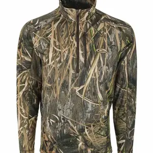Unisex Hunting Quarter Zip Pullover – Camo Base Layer Long Sleeve Outdoor Performance Shirt