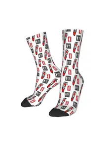 1 Pair Funny Crazy Sock for Men FIRE Hip Hop Vintage Happy Quality Pattern Printed Crew compression Sock Casual Gift