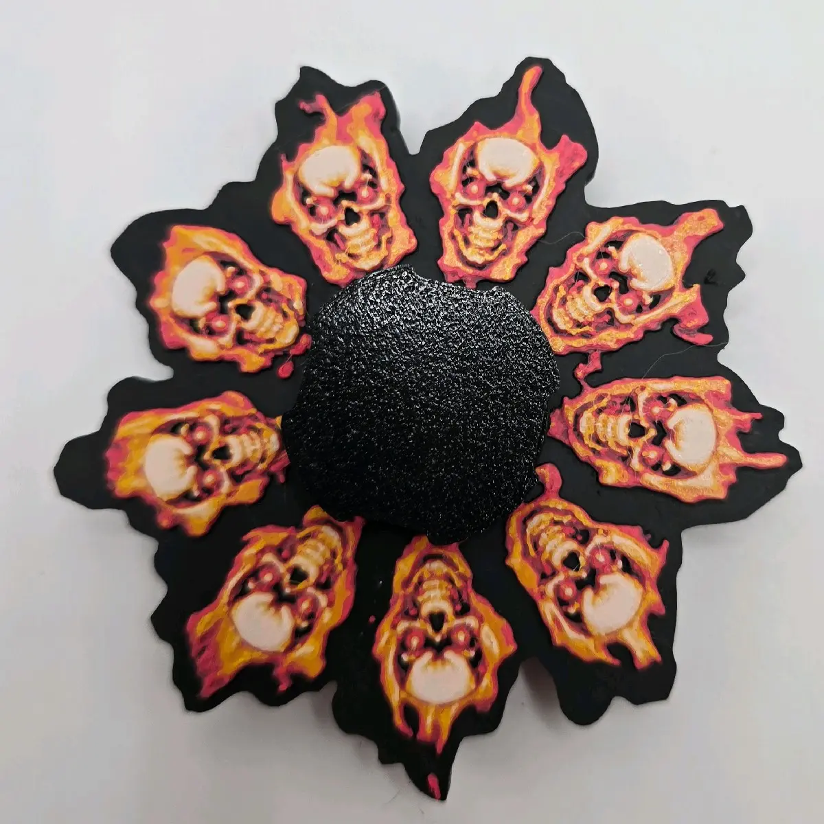 3D Printed Zoetrope - Flaming Skull Animation Spinner for Ages 12+, Goth & Horror Fans, Features Fire Effect & Intense Animation (Viewable Only via Methods in Description)