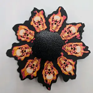 3D Printed Zoetrope - Flaming Skull Animation Spinner (Animation only viewable through methods in description)