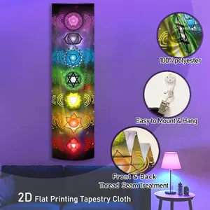 1pc Chakra Vertical Blacklight Tapestry Seven Chakras Long Luminous Tapestries for Bedroom Rainbow Glow in The Dark Decorative Wall Hanging Cosmic Art UV Reactive Home Decor for Living Room Dorm Unique Gifts for Friends Tapestry Wall Mural