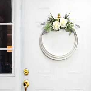 16.75 Inch Antique White Metal Wreath Ring