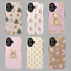 Adorable  Bear Themed Tough Phone Cases, Cute and Stylish Designs, coquettee protective, christmas tree phone cover