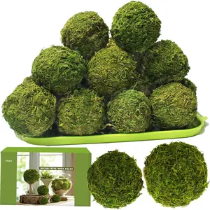 21 Pack Mixed Size Green Artificial Moss Balls, 8pcs 3.2" & 13pcs 2.3" Fake Decorative Balls for Vase Bowl Filler, Centerpiece Home Table Decor