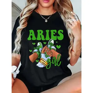 Aries Girl Shoes Astrology Zodiac Sign Black Women T-Shirt