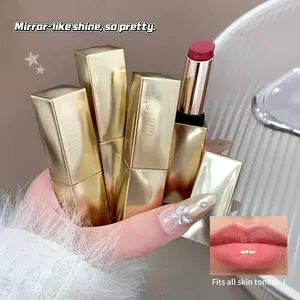Water Glow Essence Lipstick Lipgloss, Mirror Finish Glossy Moisturizing, Natural Lightweight Texture, Suitable for All Skin Types, Berry Color, Perfect Gift