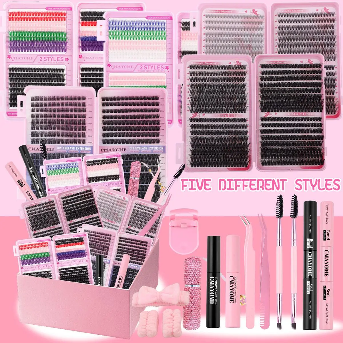 18PCS Faux Eyelash Set, Rhinestone Perfume Bottle, Mixed Length for Women and Girls, Soft and Dense D Curl Lashes, DIY False Eyelashes, DIY Lash Kit
